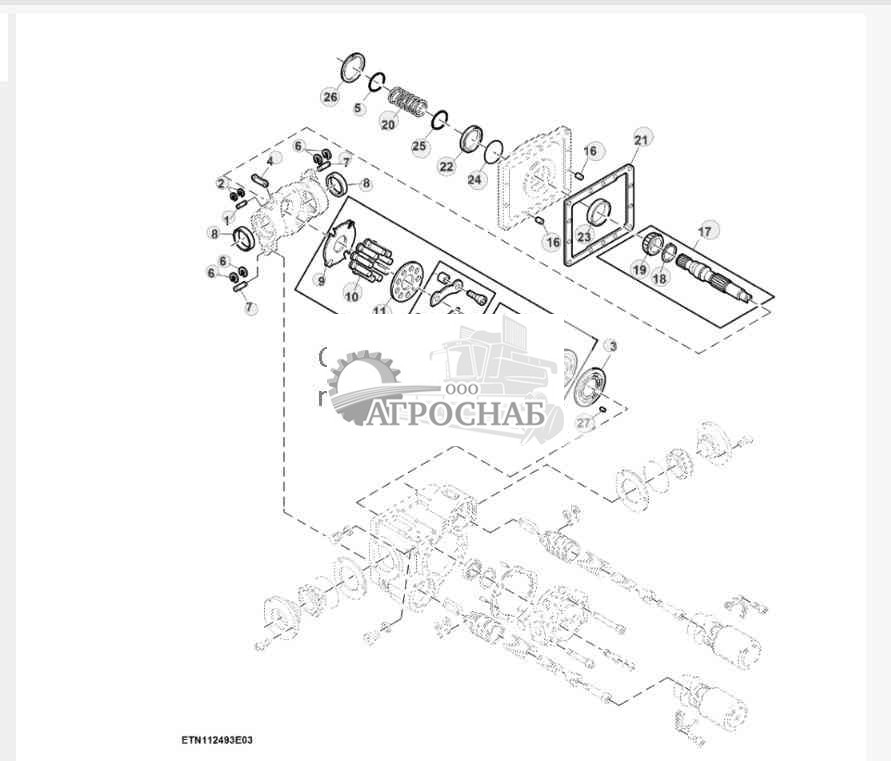 Компоненты гидравлического насоса для трансмиссии с кнопочным переключением передач, Final Tier 4 (1 из 3) 